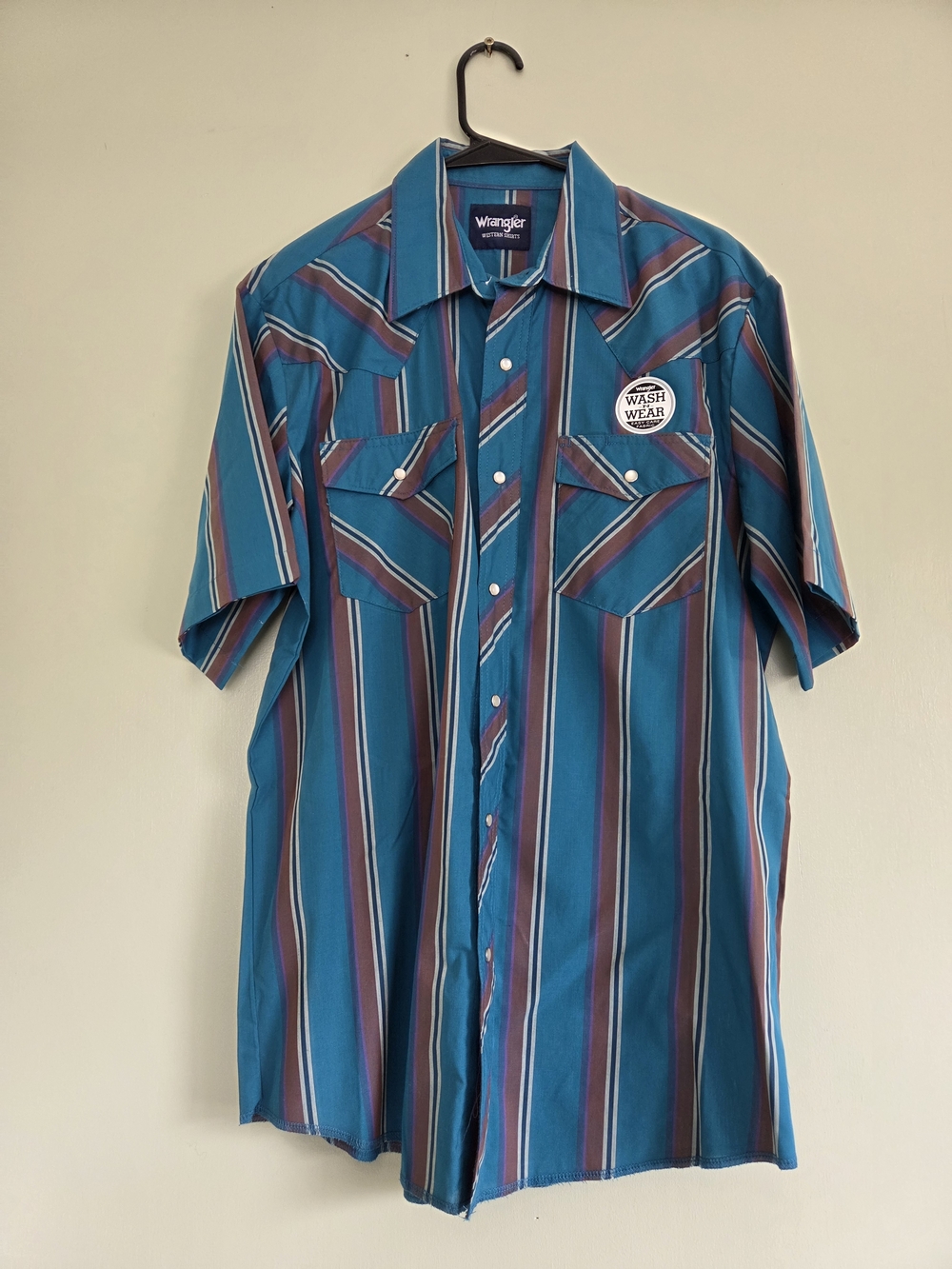 Wrangler Teal and Brushpopper Short-Sleeve Western Shirt